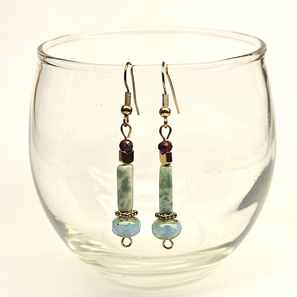 Stone and Glass Beaded Earrings